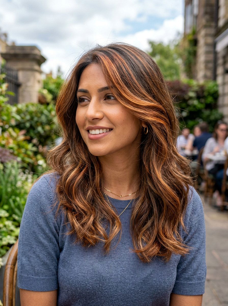 Warm Auburn Highlights on Ash Brown Hair - 20 soft auburn highlights on brown hair - 20 soft auburn highlights on brown hair