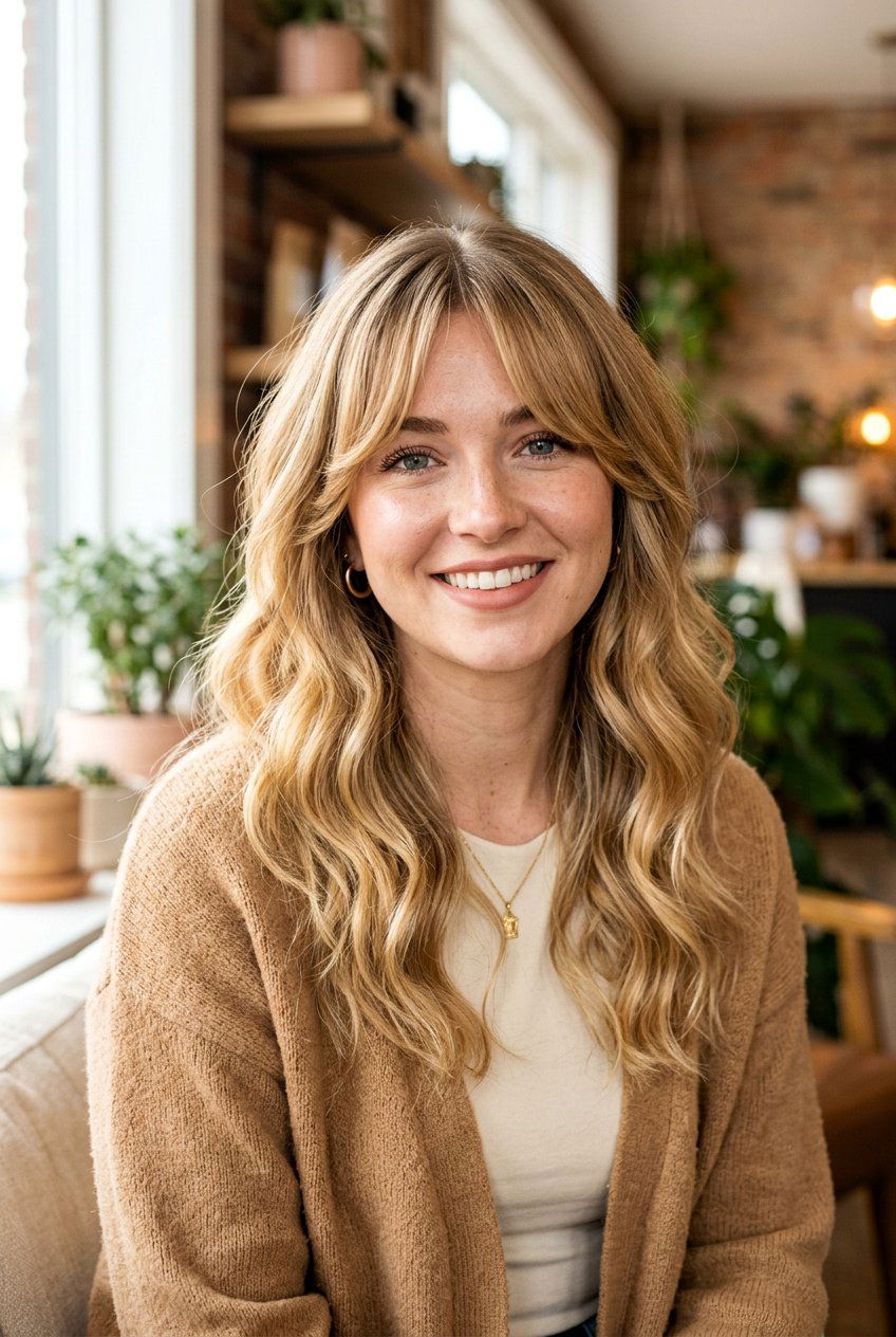 Warm Blonde Balayage With Curtain Bangs - 20 blonde balayage with curtain bangs - 20 blonde balayage with curtain bangs