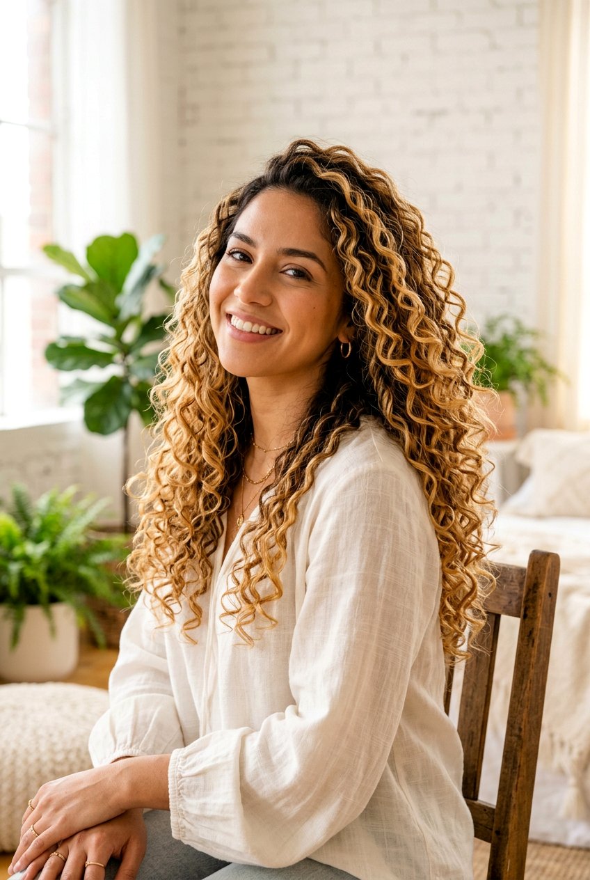 Warm Blonde Balayage on Spiral Curls - 20 blonde balayage for curly hair - 20 blonde balayage for curly hair