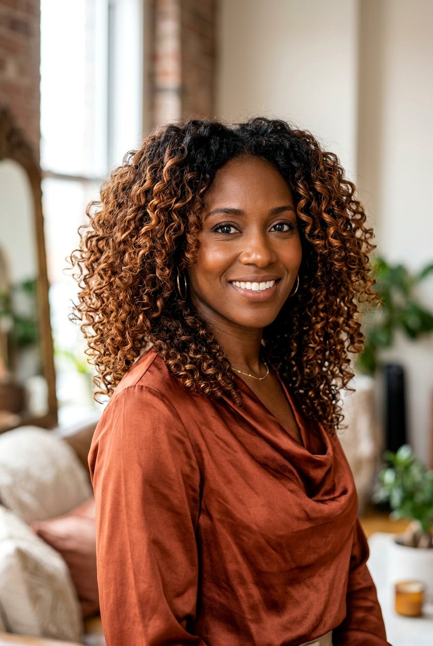 Warm Bronze Copper Balayage - 20 copper balayage for curly hair women - 20 copper balayage for curly hair women