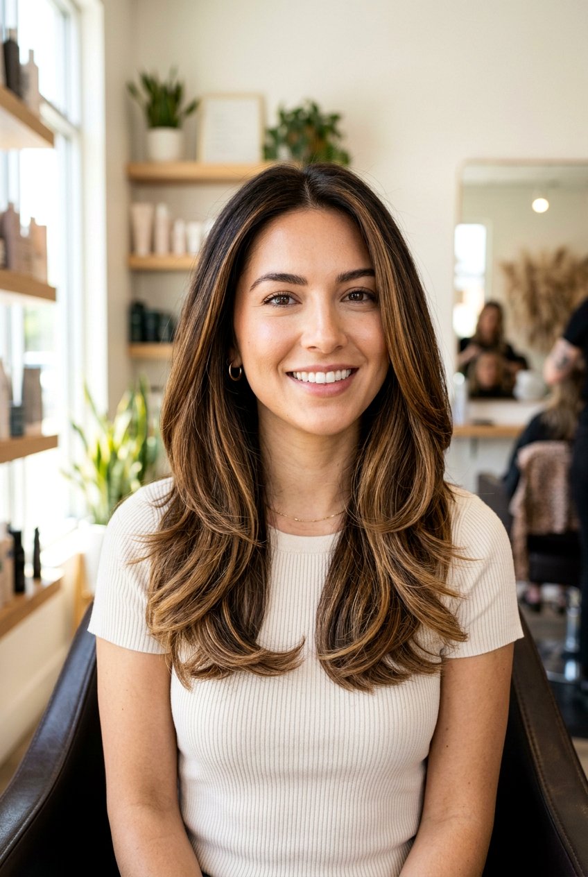 Warm Brown Balayage On Dark Brown Hair - 20 glossy brown black balayage - 20 glossy brown black balayage