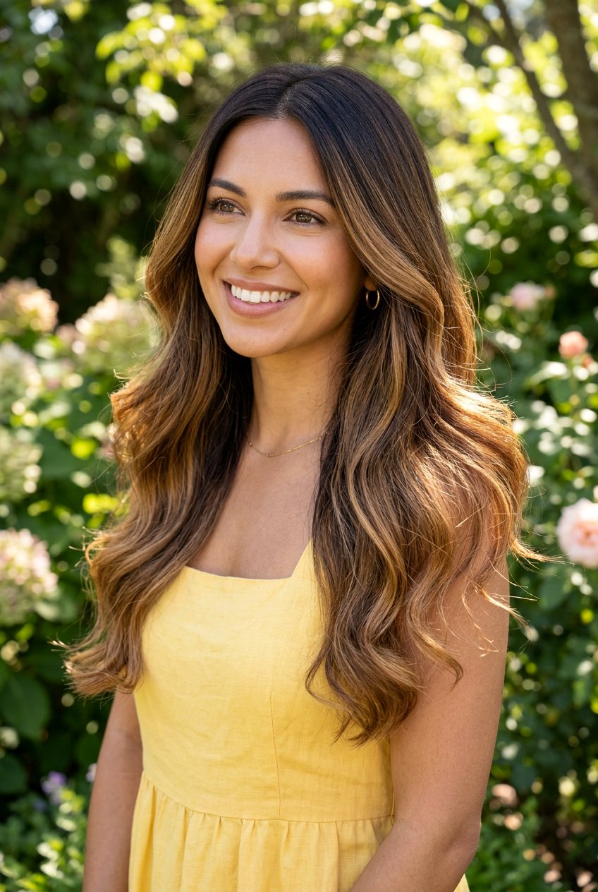 Warm Brunette Balayage With Root Melt - 20 brunette balayage with root melt - 20 brunette balayage with root melt