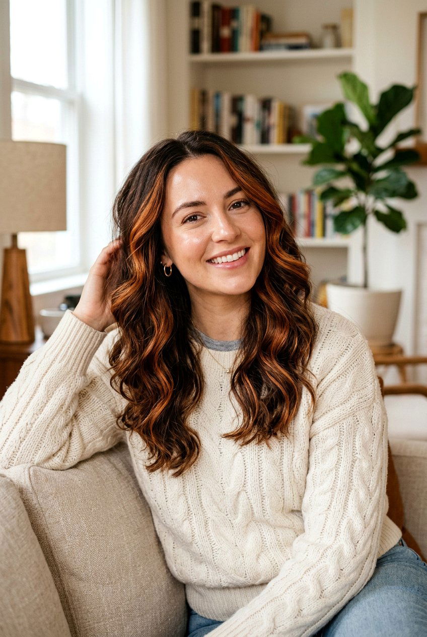 Warm Brunette with Copper Highlights - 20 warm brunette hair color ideas - 20 warm brunette hair color ideas