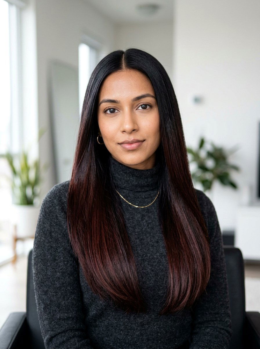 Warm Burgundy Balayage On Straight Black Hair - 20 warm burgundy balayage on black hair - 20 warm burgundy balayage on black hair