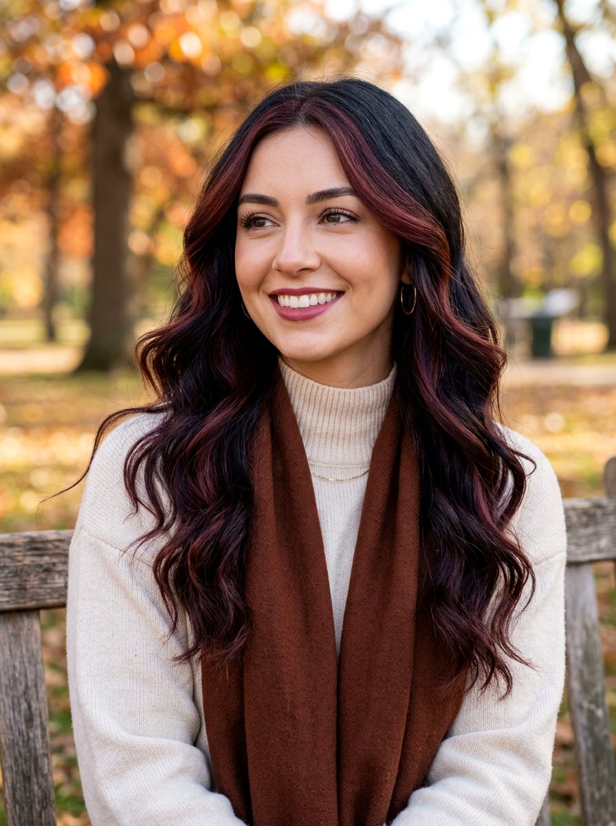 Warm Burgundy Face Framing Balayage On Black Hair - 20 warm burgundy balayage on black hair - 20 warm burgundy balayage on black hair