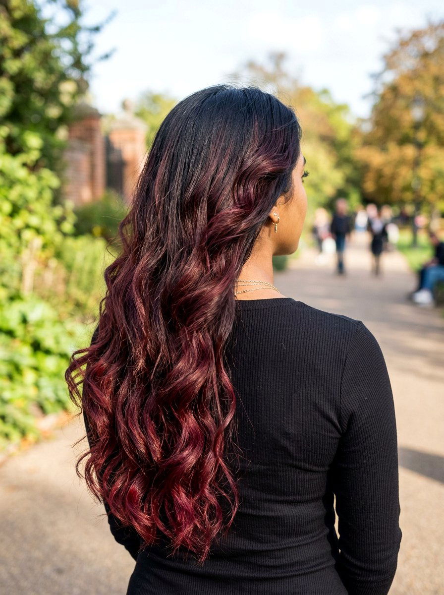 Warm Burgundy Ombre Balayage On Black Hair - 20 warm burgundy balayage on black hair - 20 warm burgundy balayage on black hair