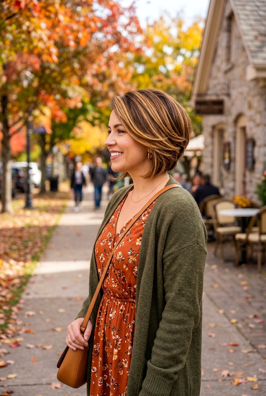 Warm Caramel Balayage Stacked Bob - 20 brunette bob balayage ideas - 20 brunette bob balayage ideas