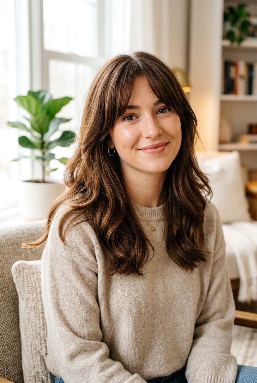 Warm Chestnut Brunette Curtain Bangs - 20 warm chestnut brunette - 20 warm chestnut brunette