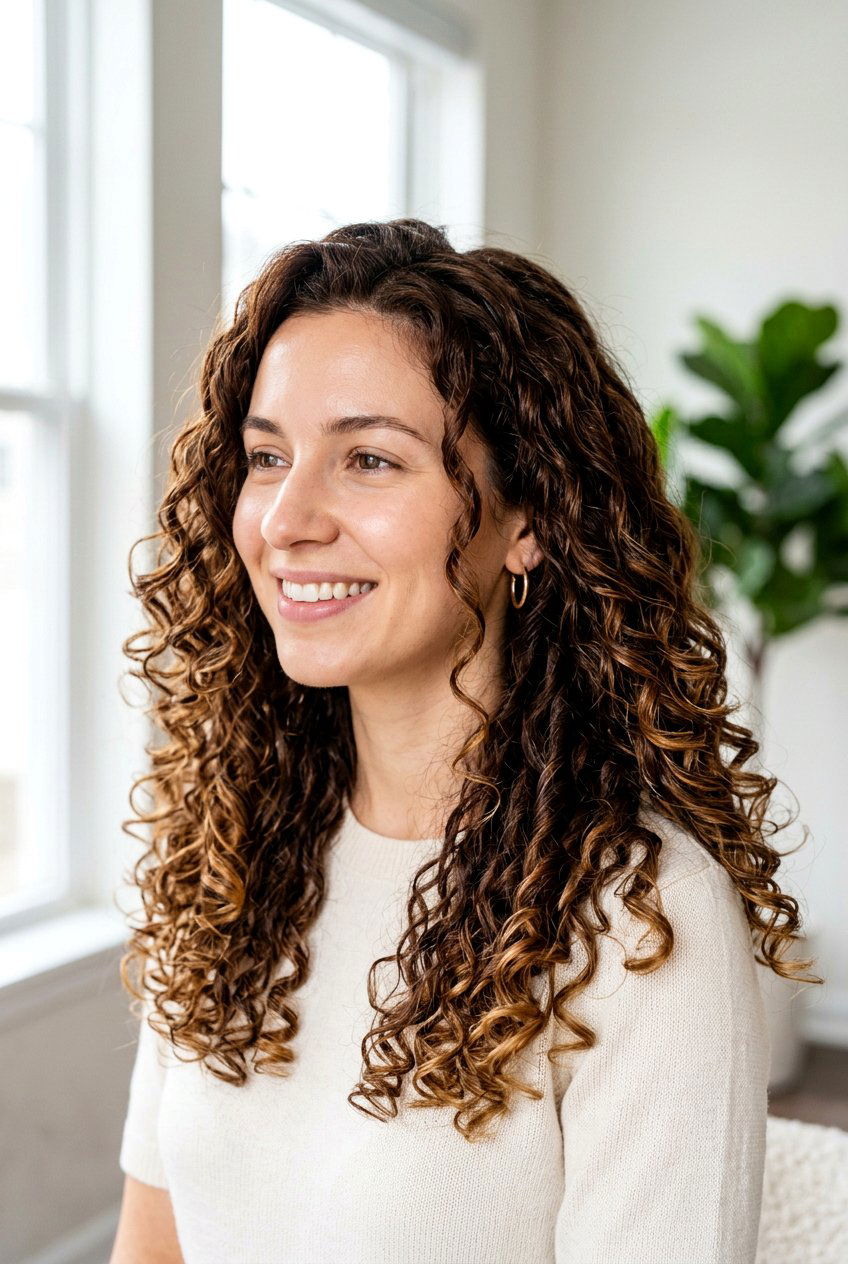 Warm Chestnut Brunette On Curly Hair - 20 warm chestnut brunette - 20 warm chestnut brunette