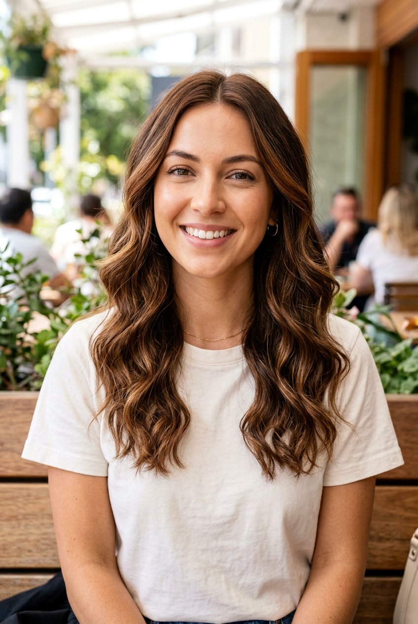 Warm Chestnut Brunette On Wavy Hair - 20 warm chestnut brunette - 20 warm chestnut brunette