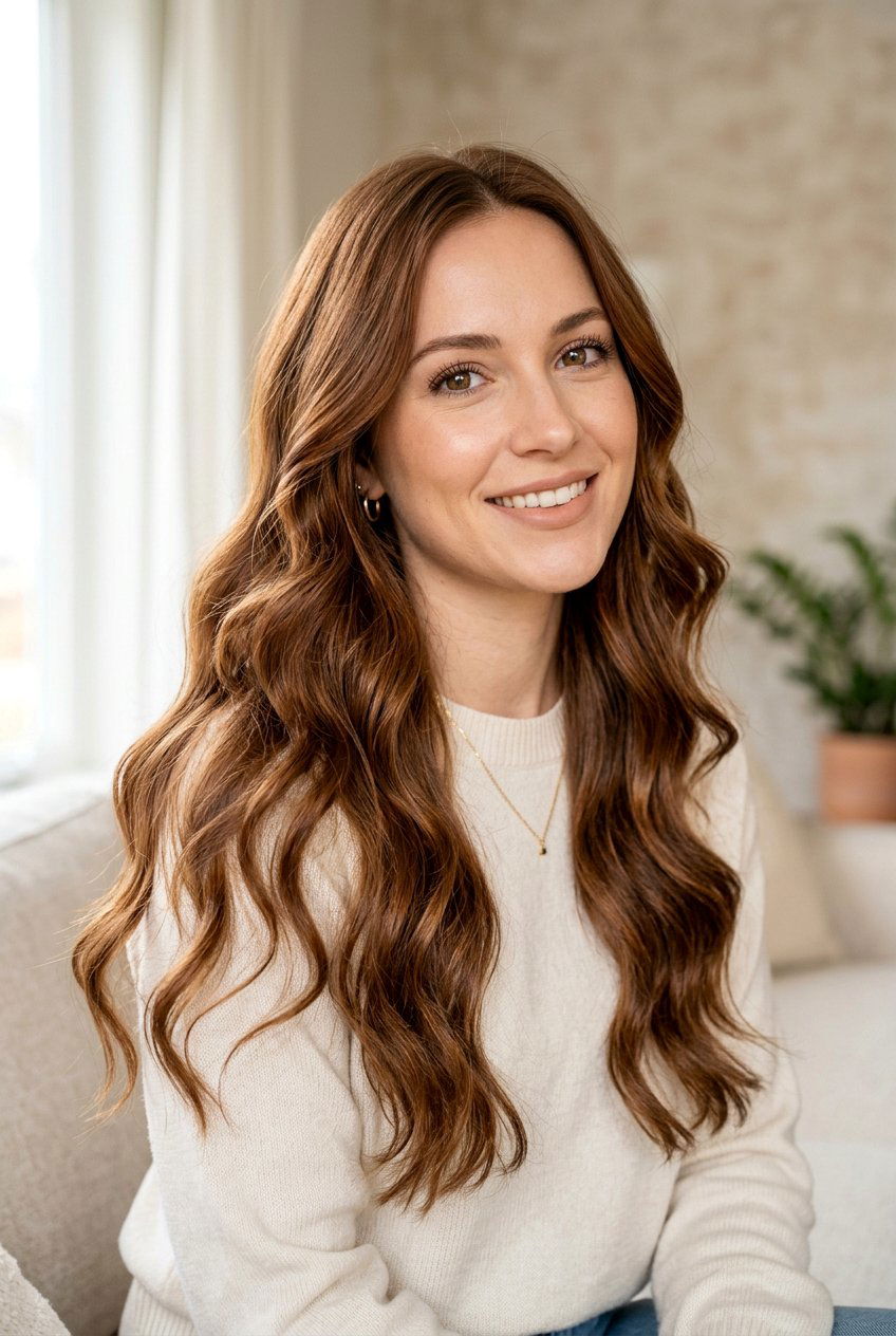 Warm Cinnamon Brown Hair With Soft Waves - 20 warm cinnamon brown hair - 20 warm cinnamon brown hair