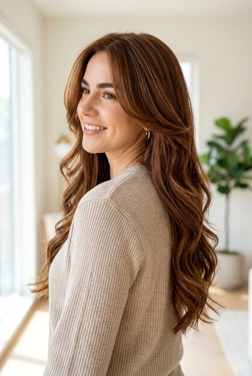 Warm Cinnamon Brown Long Layers - 20 warm cinnamon brown hair - 20 warm cinnamon brown hair