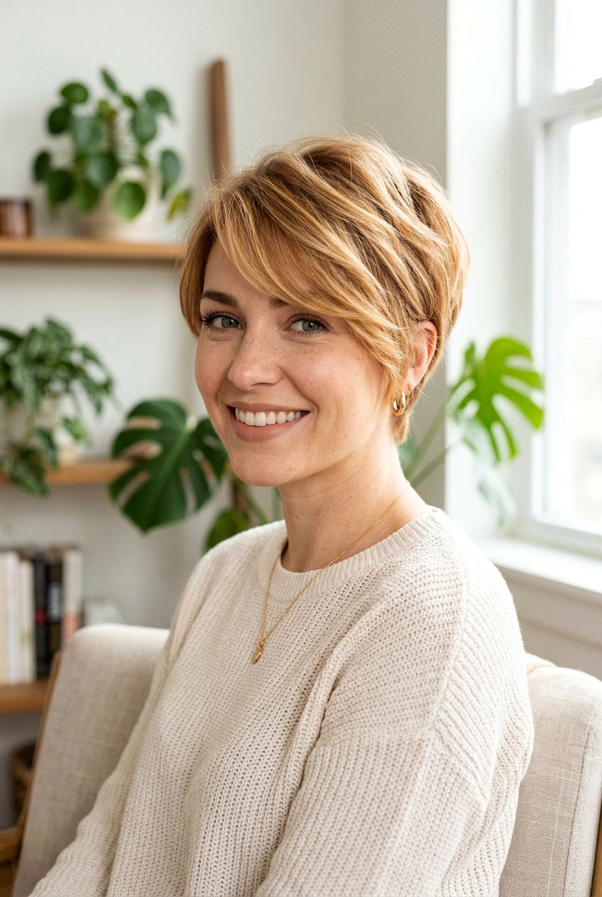 Warm Honey Blonde Pixie Cut - 20 hair color ideas for pixie cuts - 20 hair color ideas for pixie cuts