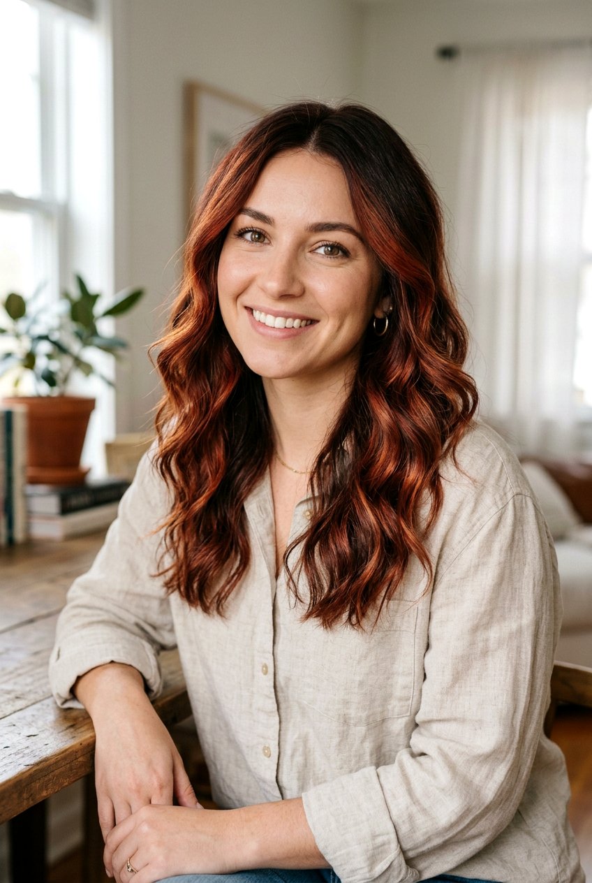 Warm Red Balayage On Shoulder Length Hair - 20 subtle red balayage - 20 subtle red balayage