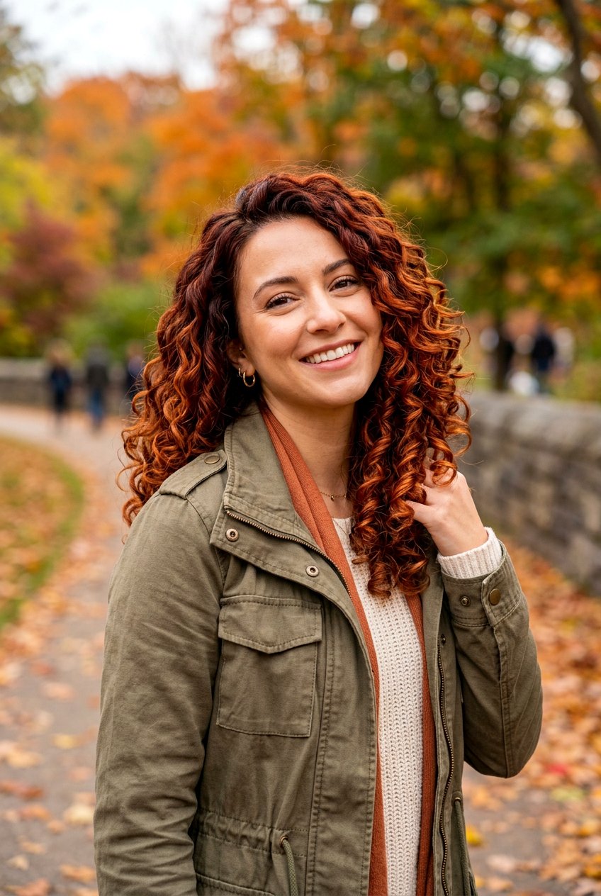 Warm Red Copper Balayage For Curly Hair - 20 fall copper balayage - 20 fall copper balayage