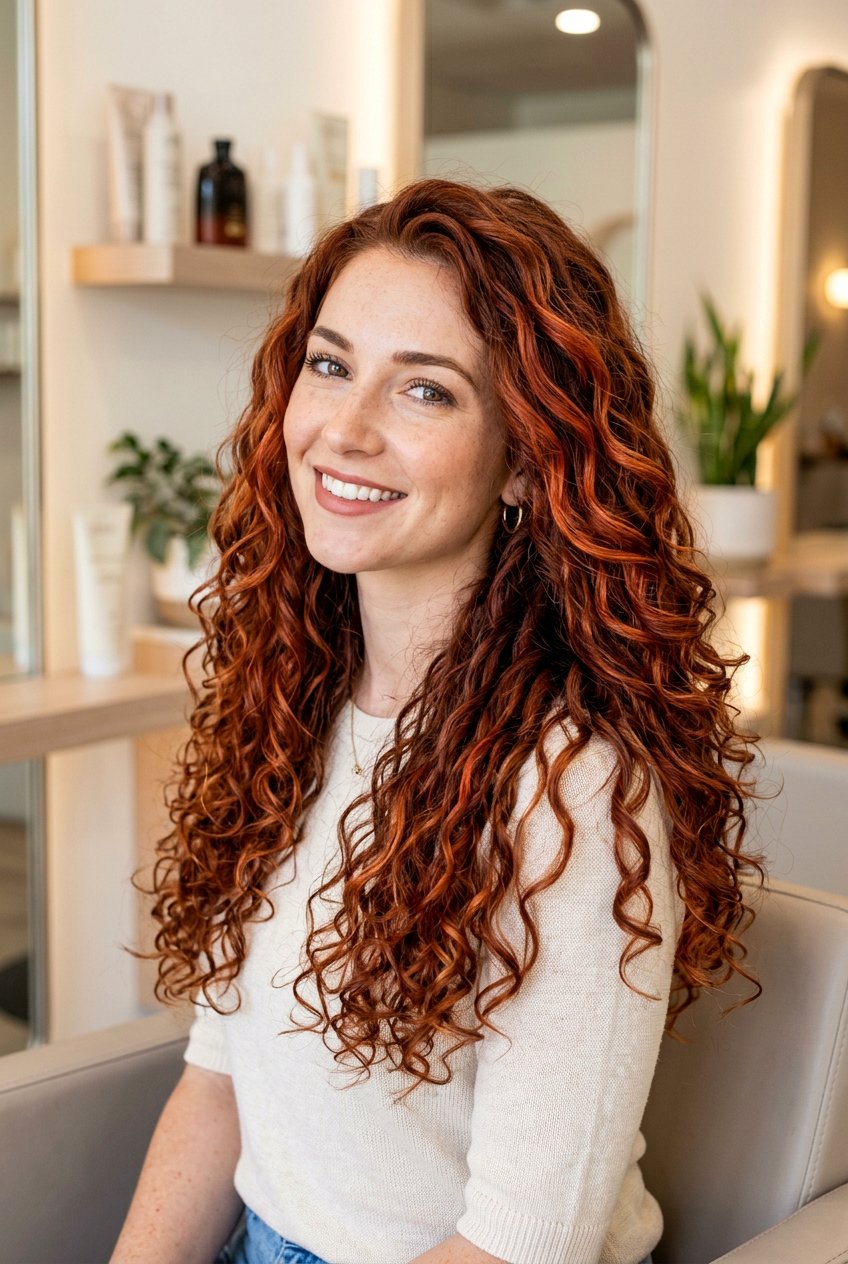 Warm Red Copper Balayage with Highlights - 20 copper red balayage - 20 copper red balayage