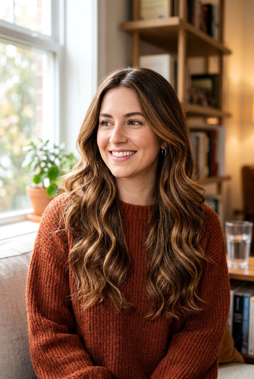 Warm Toffee Highlights on Brown Hair - 20 soft brunette highlights - 20 soft brunette highlights