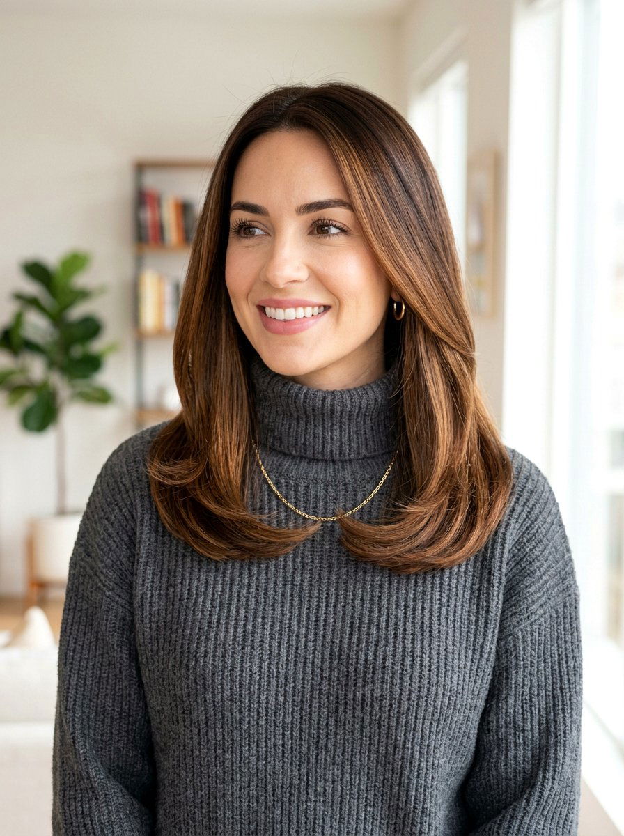 Warm chestnut balayage shoulder length hair - 20 warm chestnut balayage for mature women - 20 warm chestnut balayage for mature women