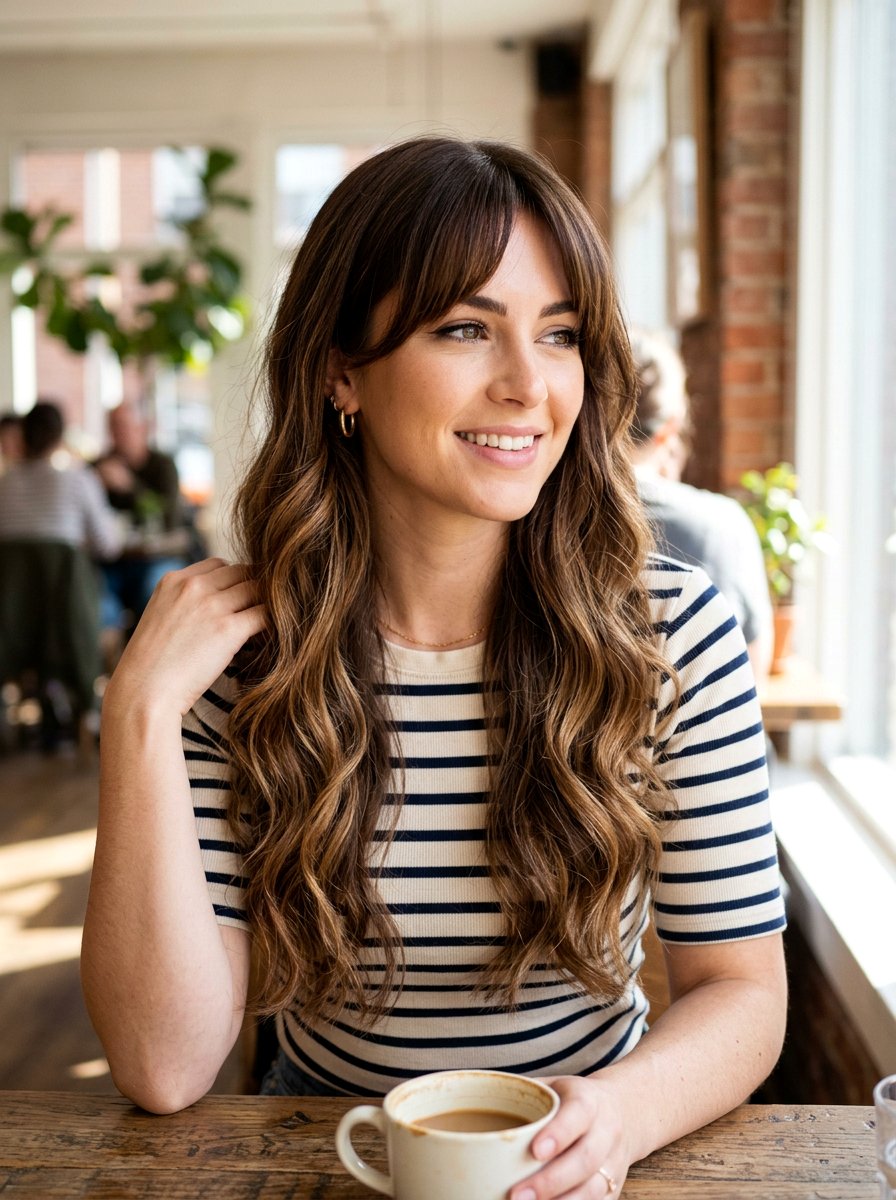 Warm chestnut balayage with bangs - 20 warm chestnut balayage for mature women - 20 warm chestnut balayage for mature women