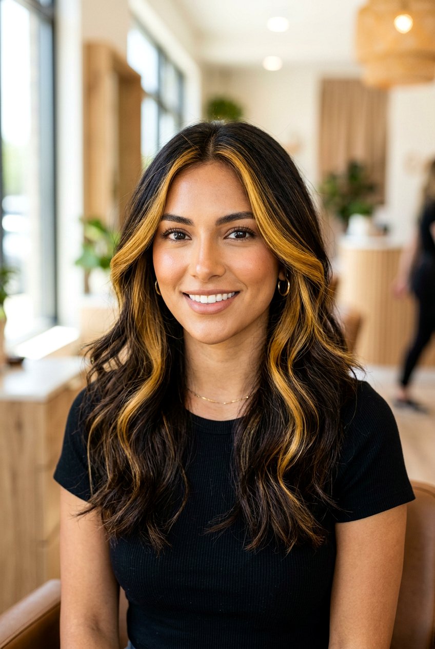 Warm gold highlights - 20 face framing highlights - 20 face framing highlights