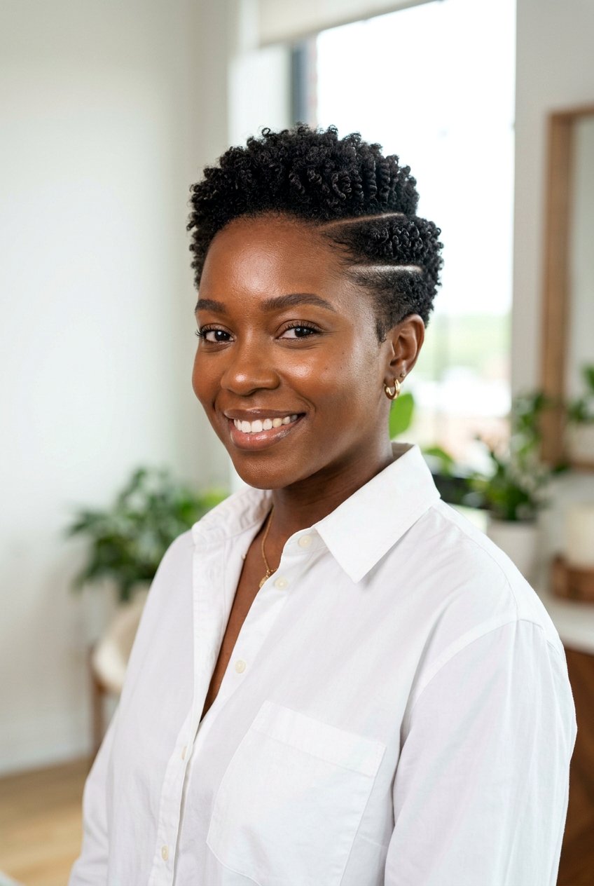 Wash And Go TWA With Hard Part - 20 wash and go on twa haircut - 20 wash and go on twa haircut