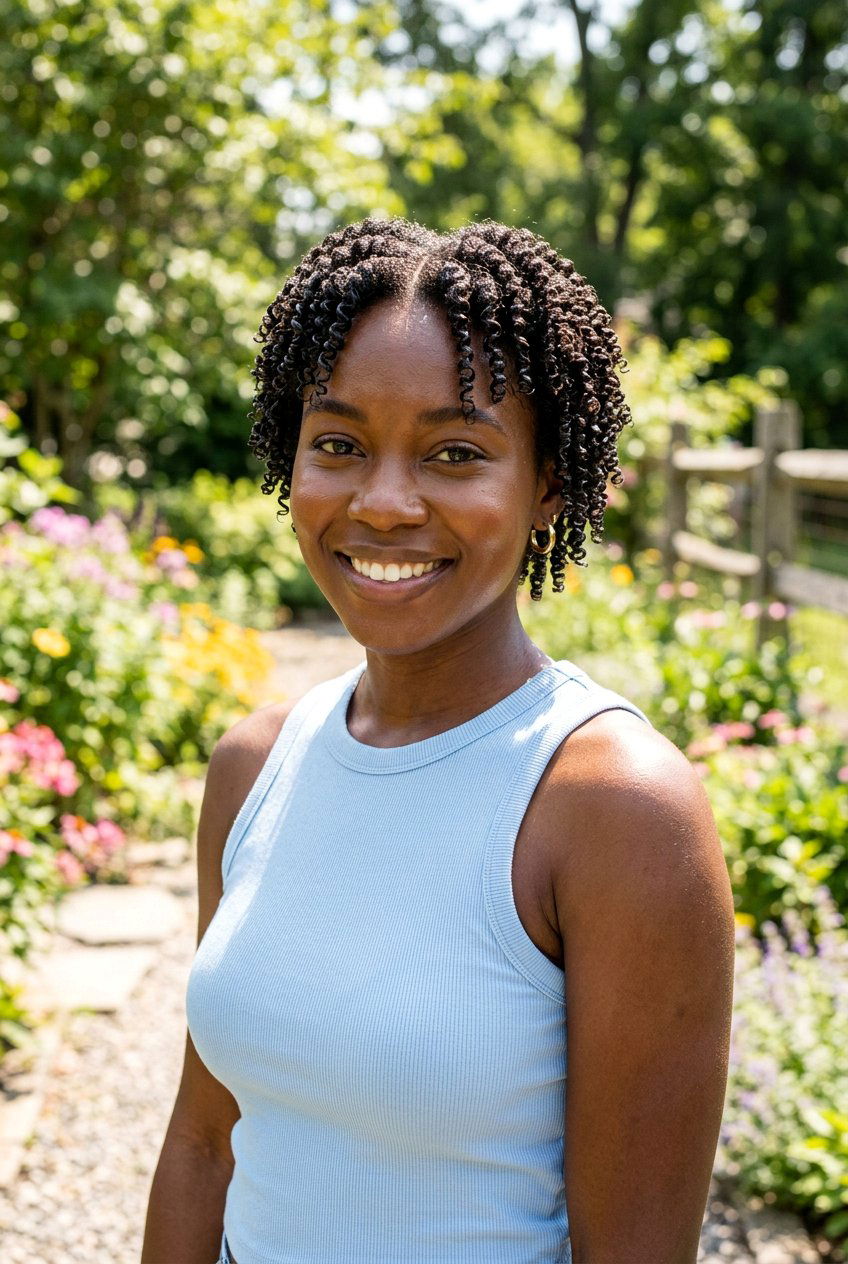 Wash and Go Finger Coils on TWA - 20 finger coil twa hairstyle - 20 finger coil twa hairstyle