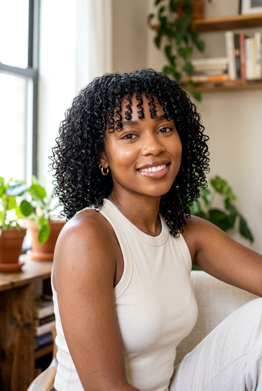 Wash and Go With Bangs - 20 natural hair bangs styles - 20 natural hair bangs styles