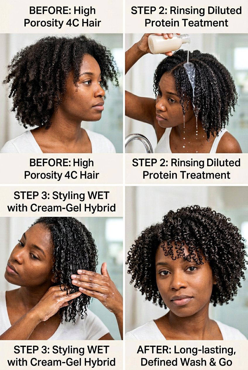 Wash and Go for Low Porosity 4C Hair with Heat Cap - 20 defined wash and go for 4c hair - 20 defined wash and go for 4c hair