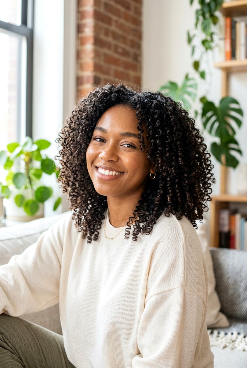 Wash and Go with Defined Curls - 20 no braid hairstyles - 20 no braid hairstyles