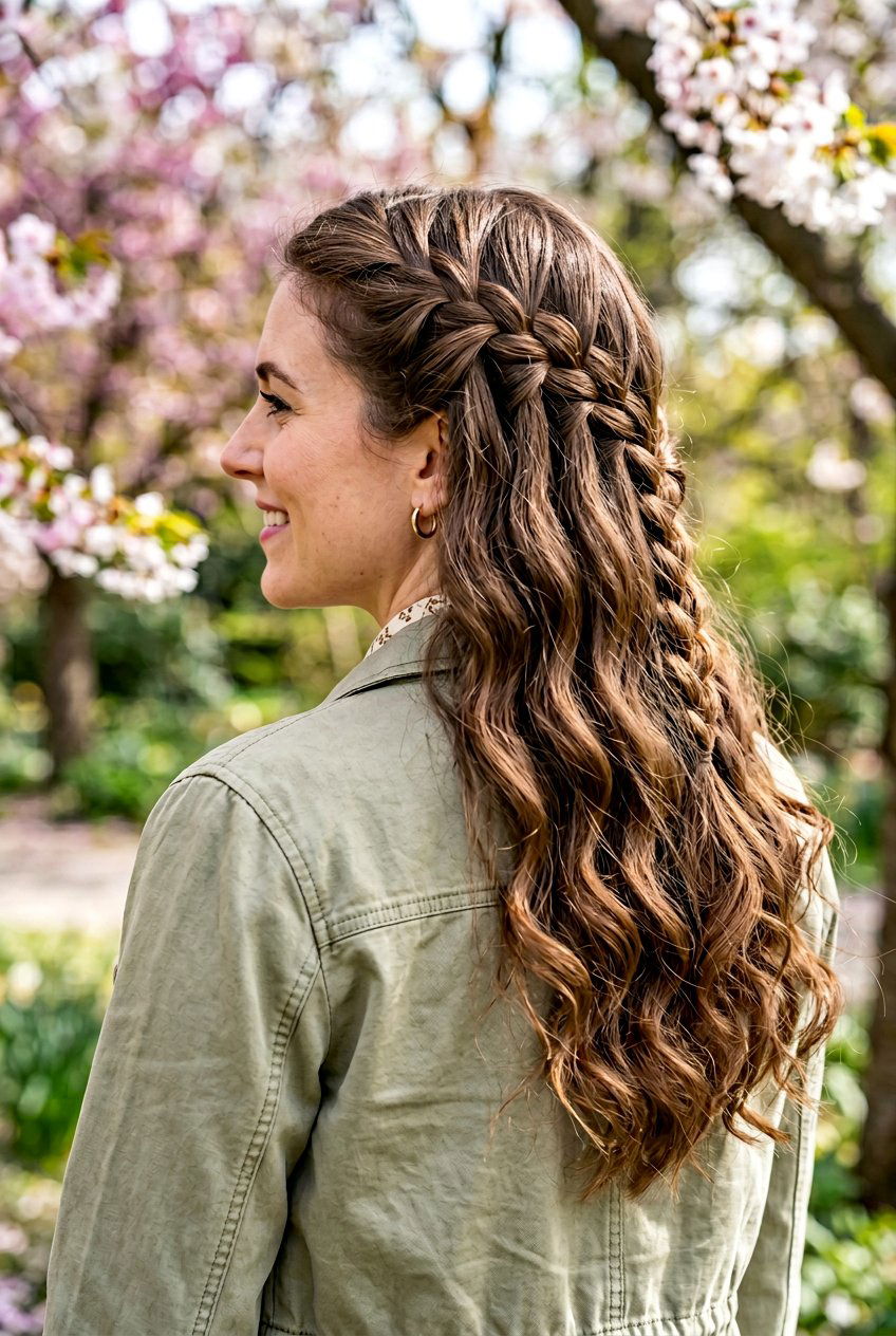 Waterfall Braid - 20 school hairstyle for long thick hair - 20 school hairstyle for long thick hair