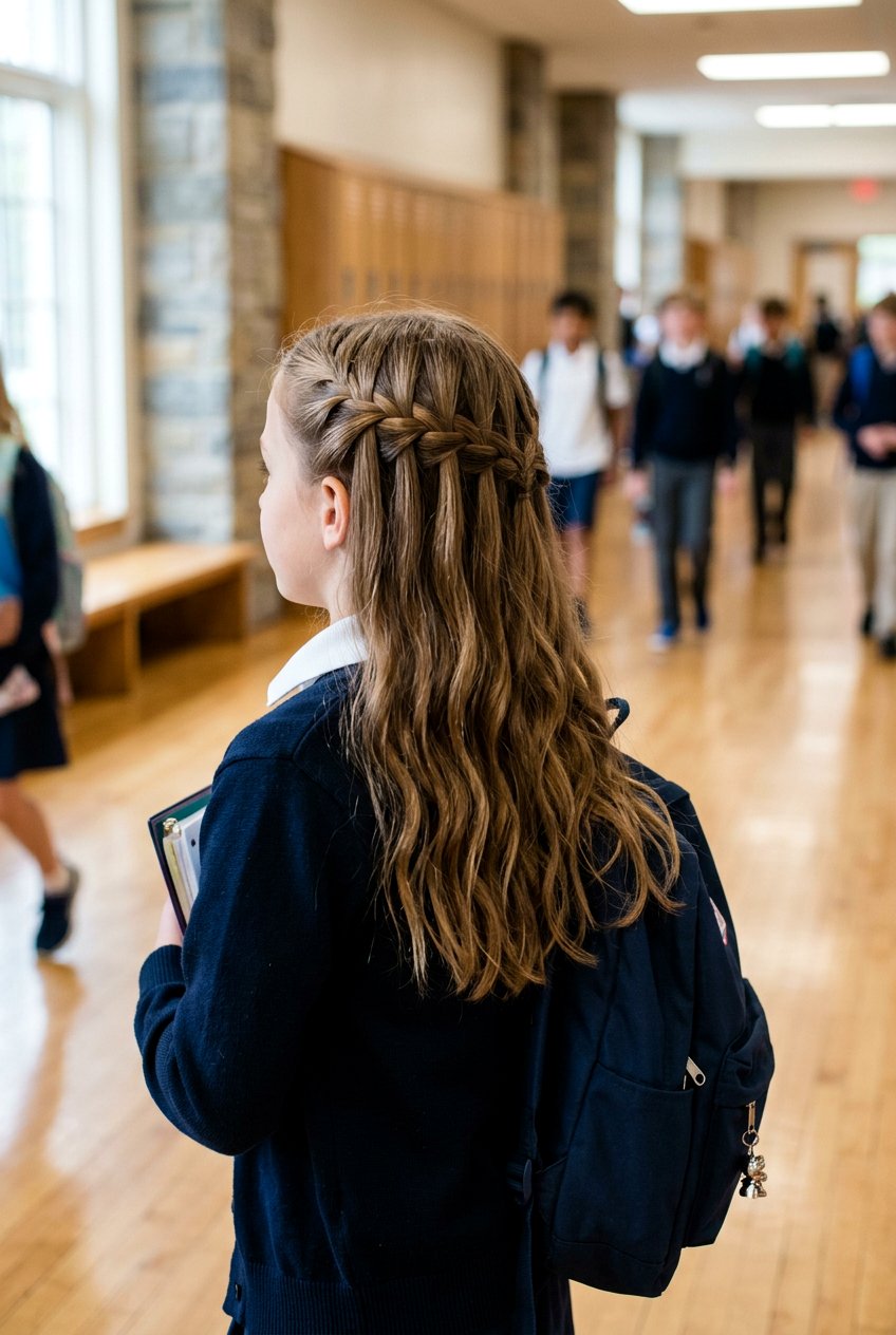 Waterfall Braid - 20 simple braid for school girls - 20 simple braid for school girls