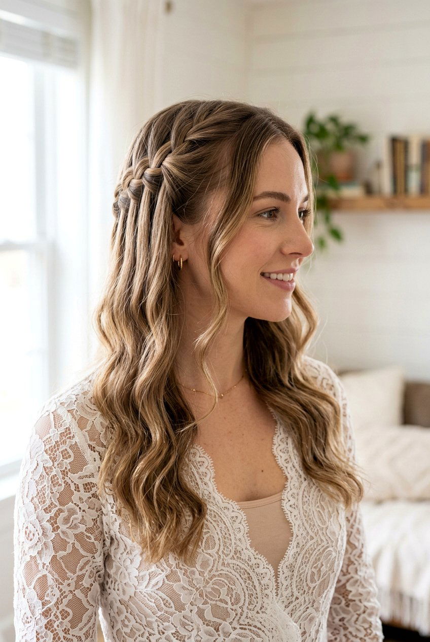 Waterfall Braid - 20 braided hairstyle for vacation photos - 20 braided hairstyle for vacation photos