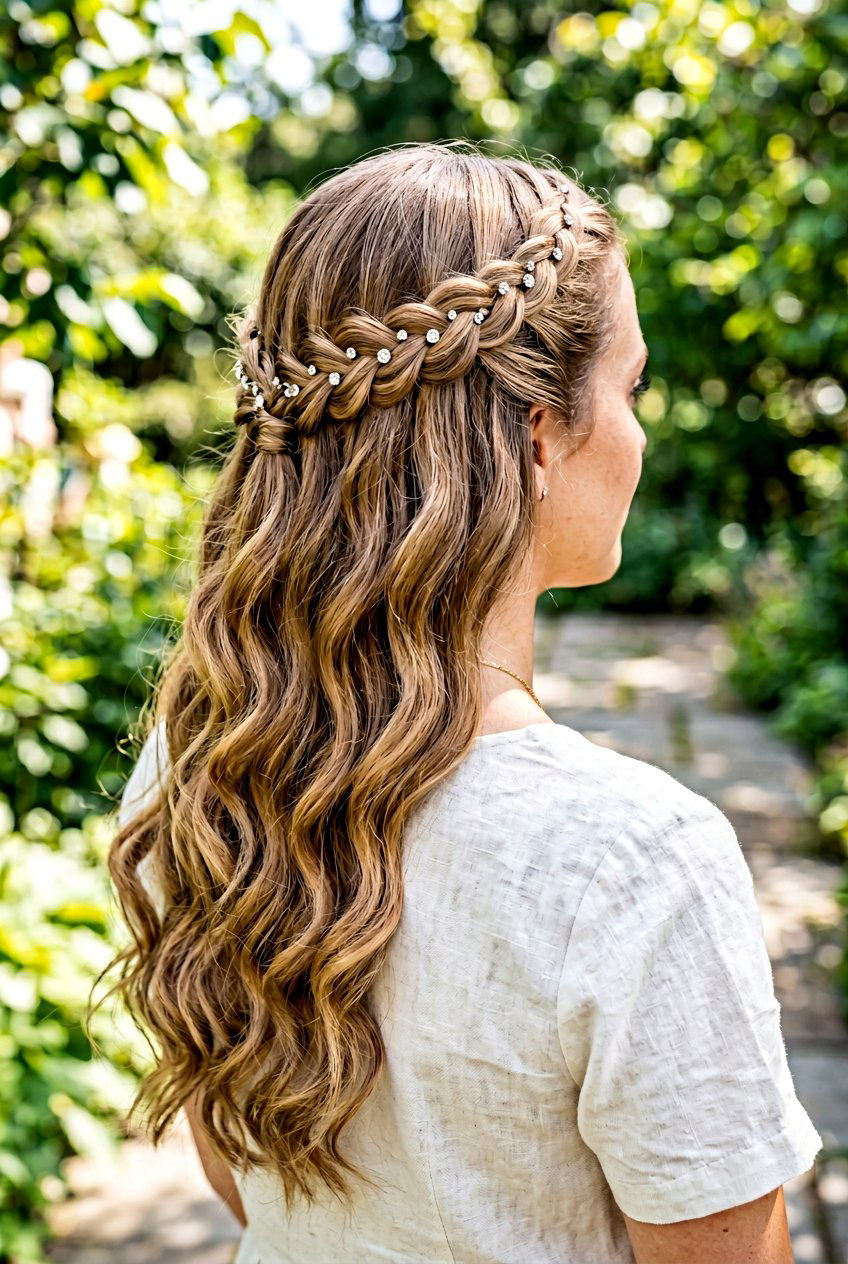 Waterfall Braid - 20 bridal hairstyle for thick wavy hair - 20 bridal hairstyle for thick wavy hair