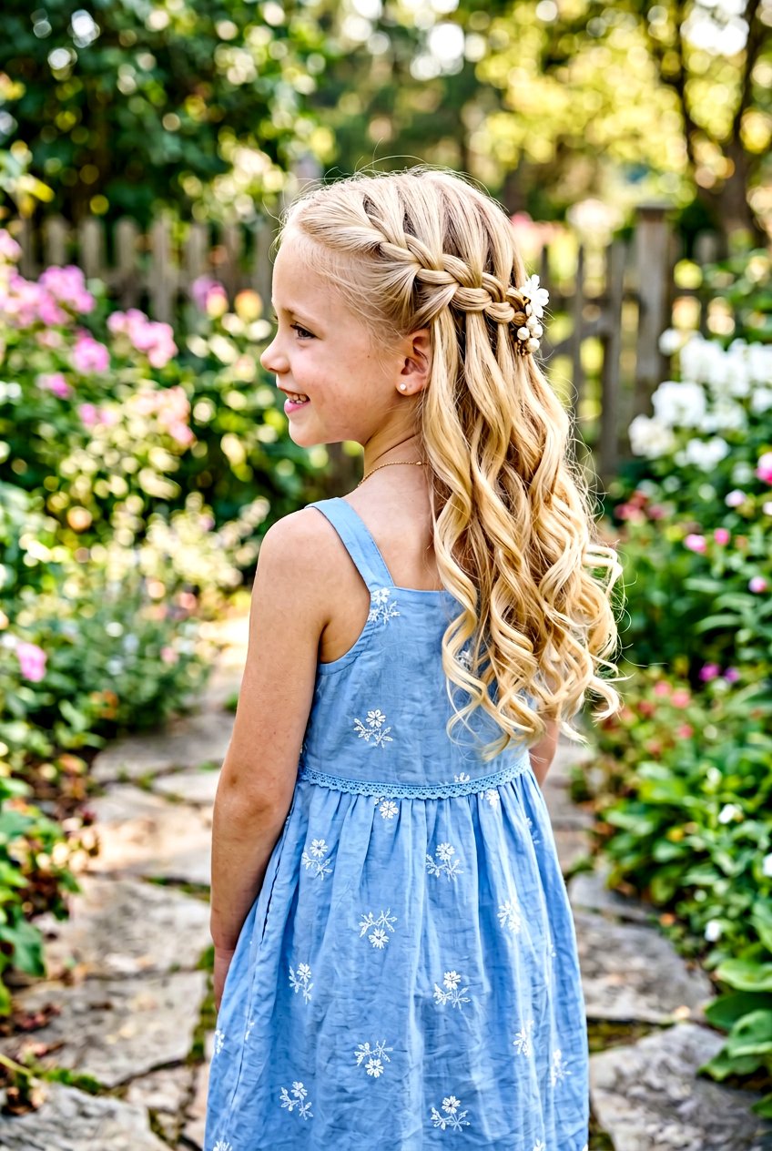 Waterfall Braid - 20 easy curly hairstyles for little girls - 20 easy curly hairstyles for little girls