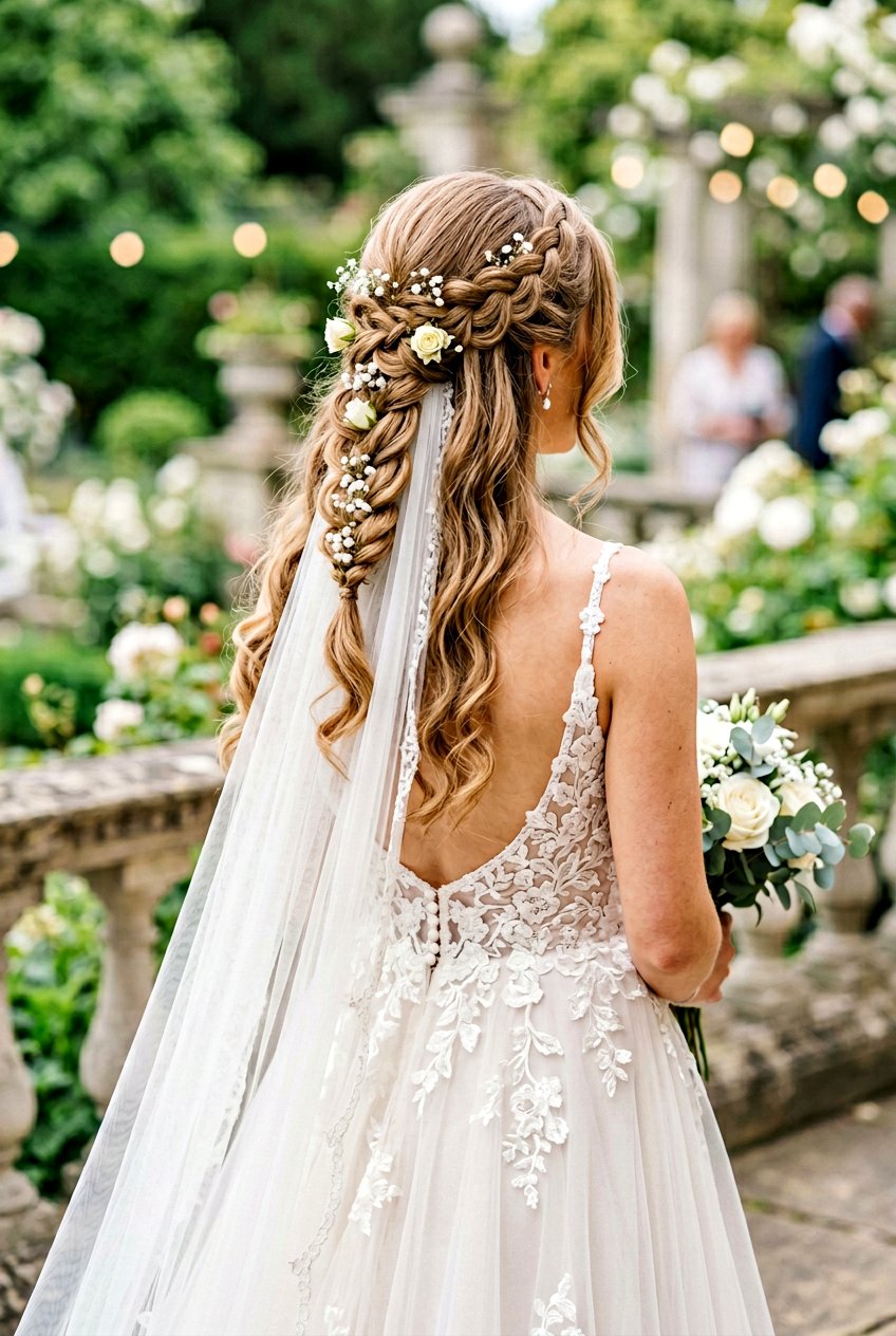 Waterfall Braid Bridal Hairstyle - 20 bridal hairstyle for veil and flowers - 20 bridal hairstyle for veil and flowers