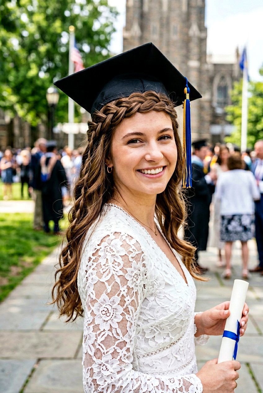 Waterfall Braid Crown - 20 graduation hairstyle for shoulder length hair - 20 graduation hairstyle for shoulder length hair