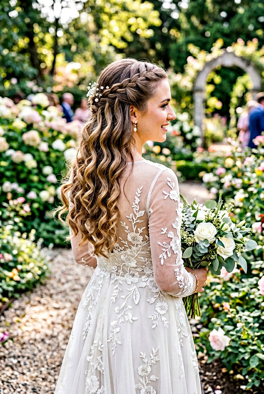 Waterfall Braid Curls - 20 simple bridal curls for outdoor wedding - 20 simple bridal curls for outdoor wedding
