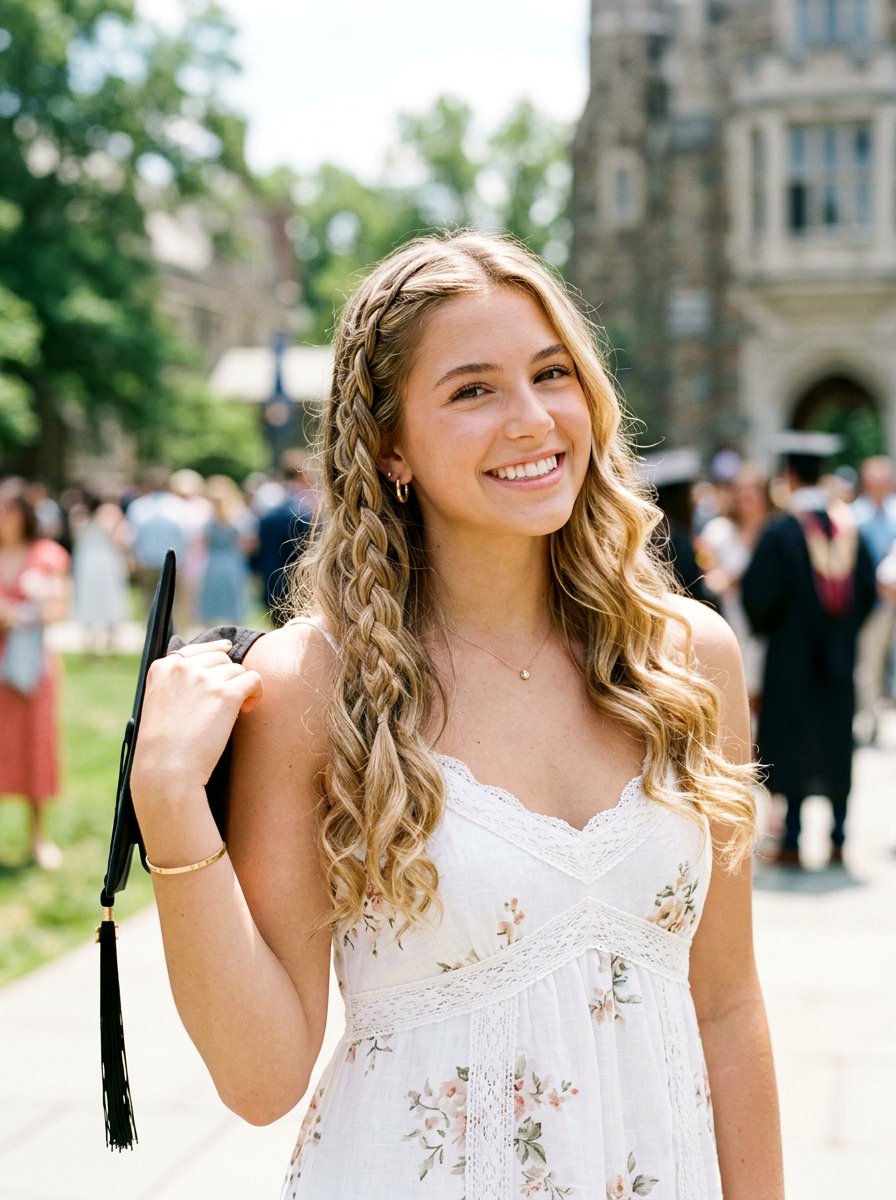 Waterfall Braid For Graduation - 20 teen girls graduation hairstyle with braid - 20 teen girls graduation hairstyle with braid