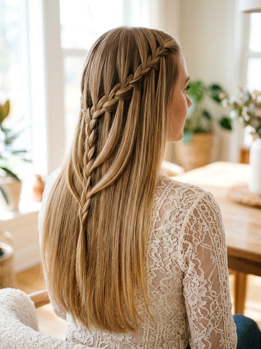 Waterfall Braid For Long Straight Hair - 20 quick hairstyle for long straight layers - 20 quick hairstyle for long straight layers