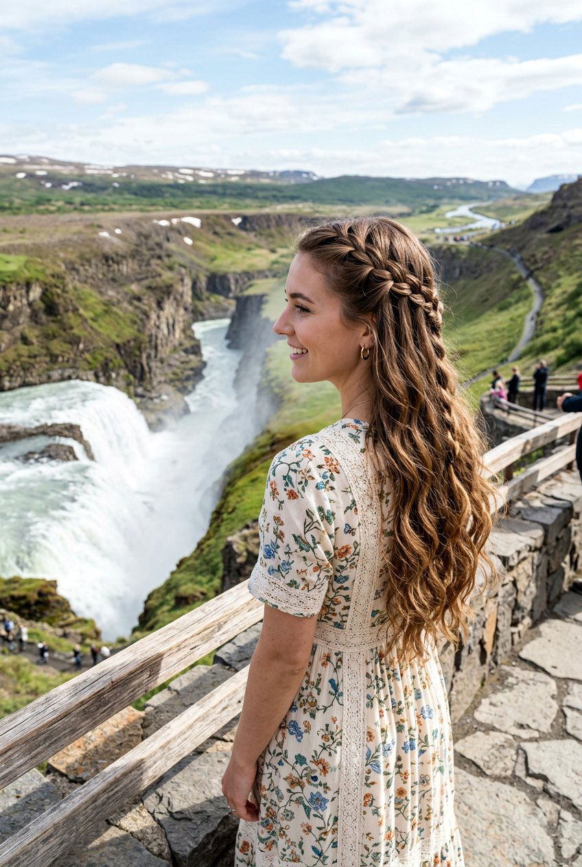 Waterfall Braid For Scenic Stops - 20 travel friendly hairstyles - 20 travel friendly hairstyles