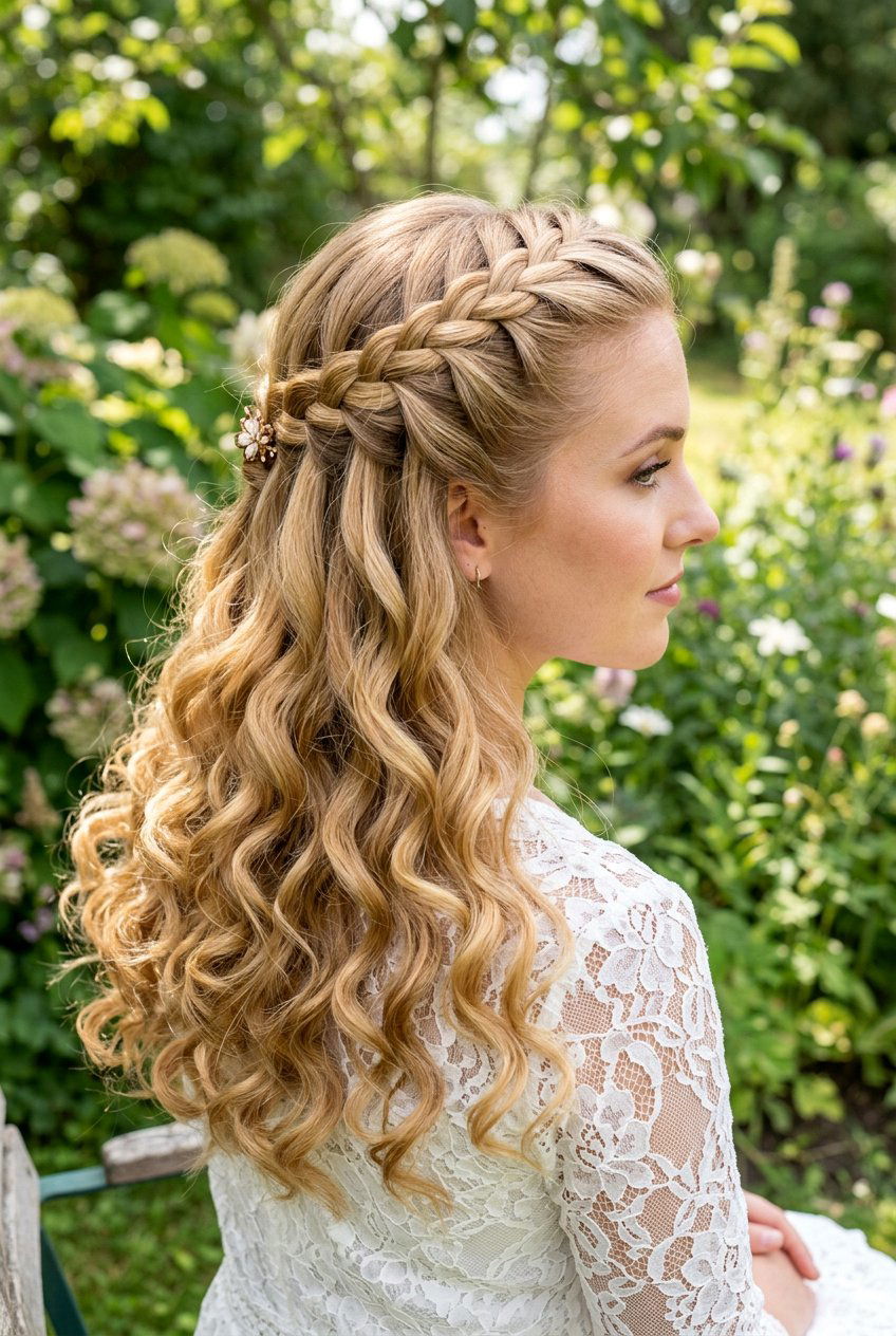 Waterfall Braid Half Up Half Down - 20 half up half down prom hairstyles - 20 half up half down prom hairstyles