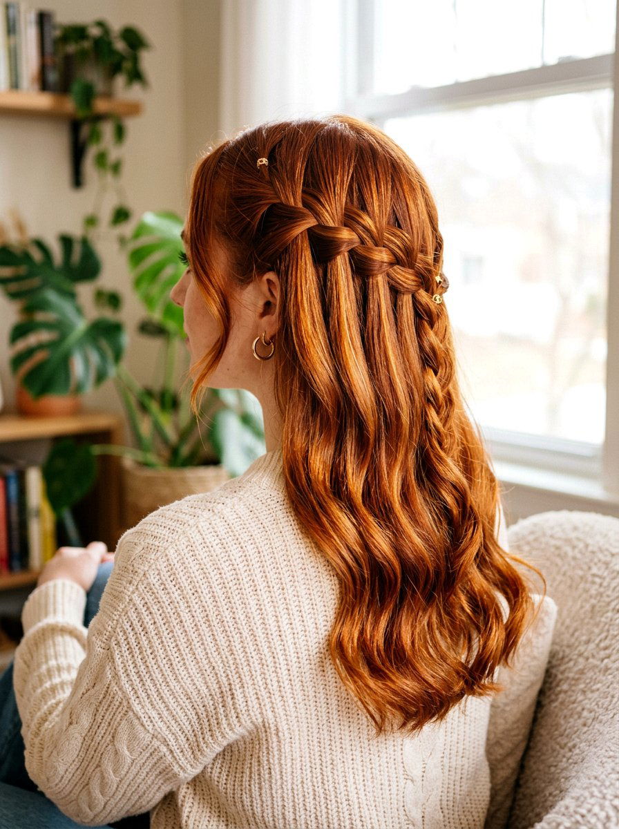 Waterfall Braid Half Up Red Hair - 20 waterfall braid half up hairstyle - 20 waterfall braid half up hairstyle