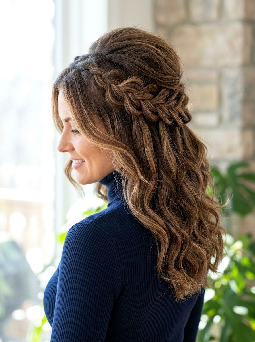 Waterfall Braid Half Up With Volume - 20 waterfall braid half up hairstyle - 20 waterfall braid half up hairstyle