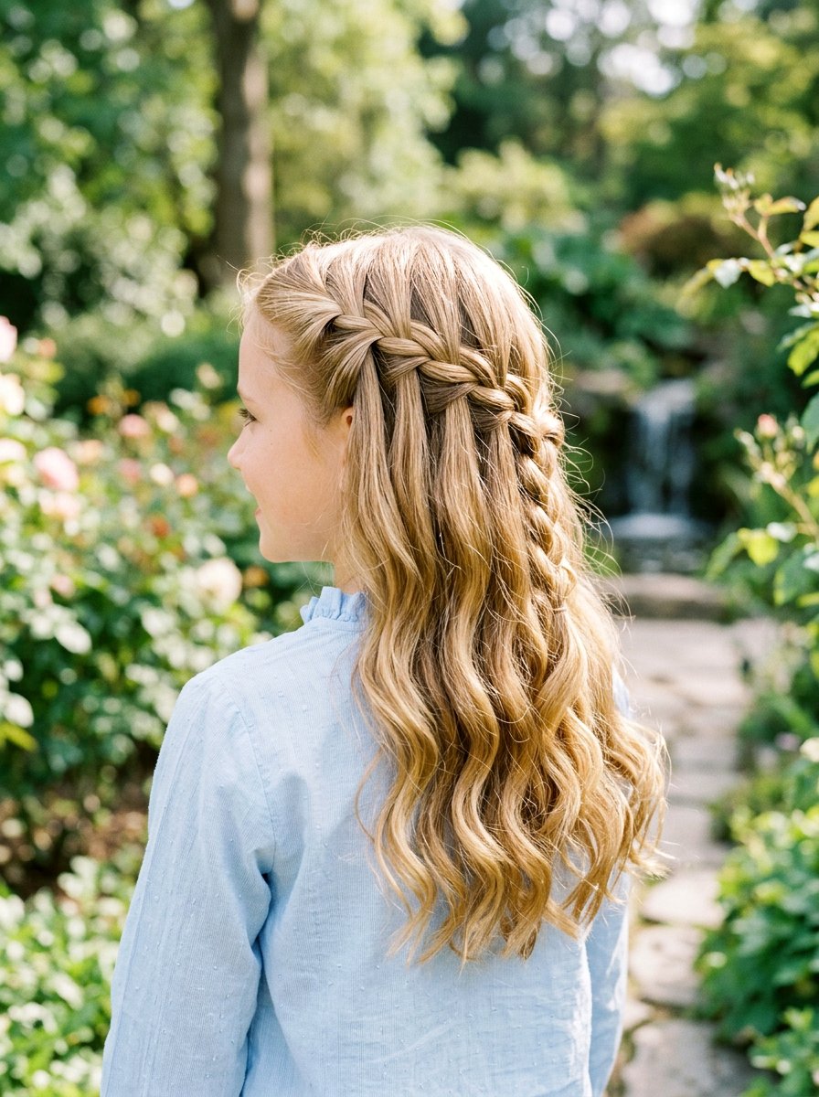 Waterfall Braid Half Up - 20 quick school hairstyle for medium hair - 20 quick school hairstyle for medium hair