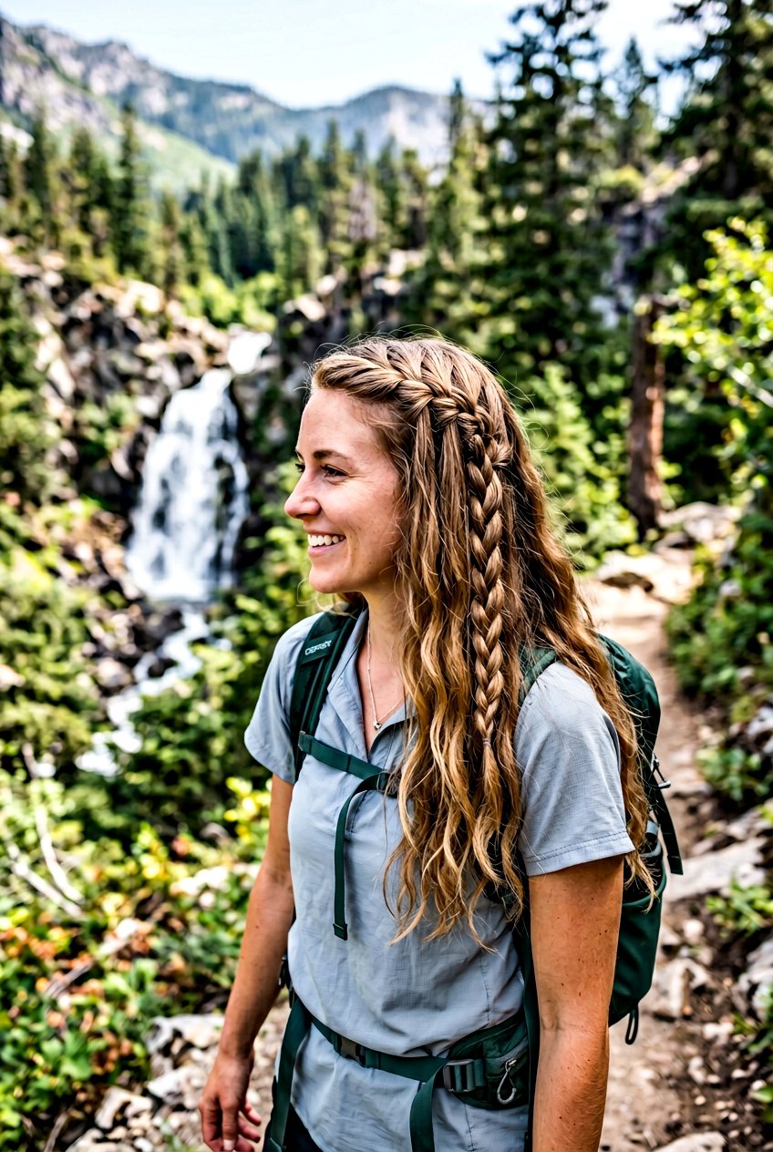 Waterfall Braid Hiking Hairstyle - 20 hiking braid hairstyles - 20 hiking braid hairstyles