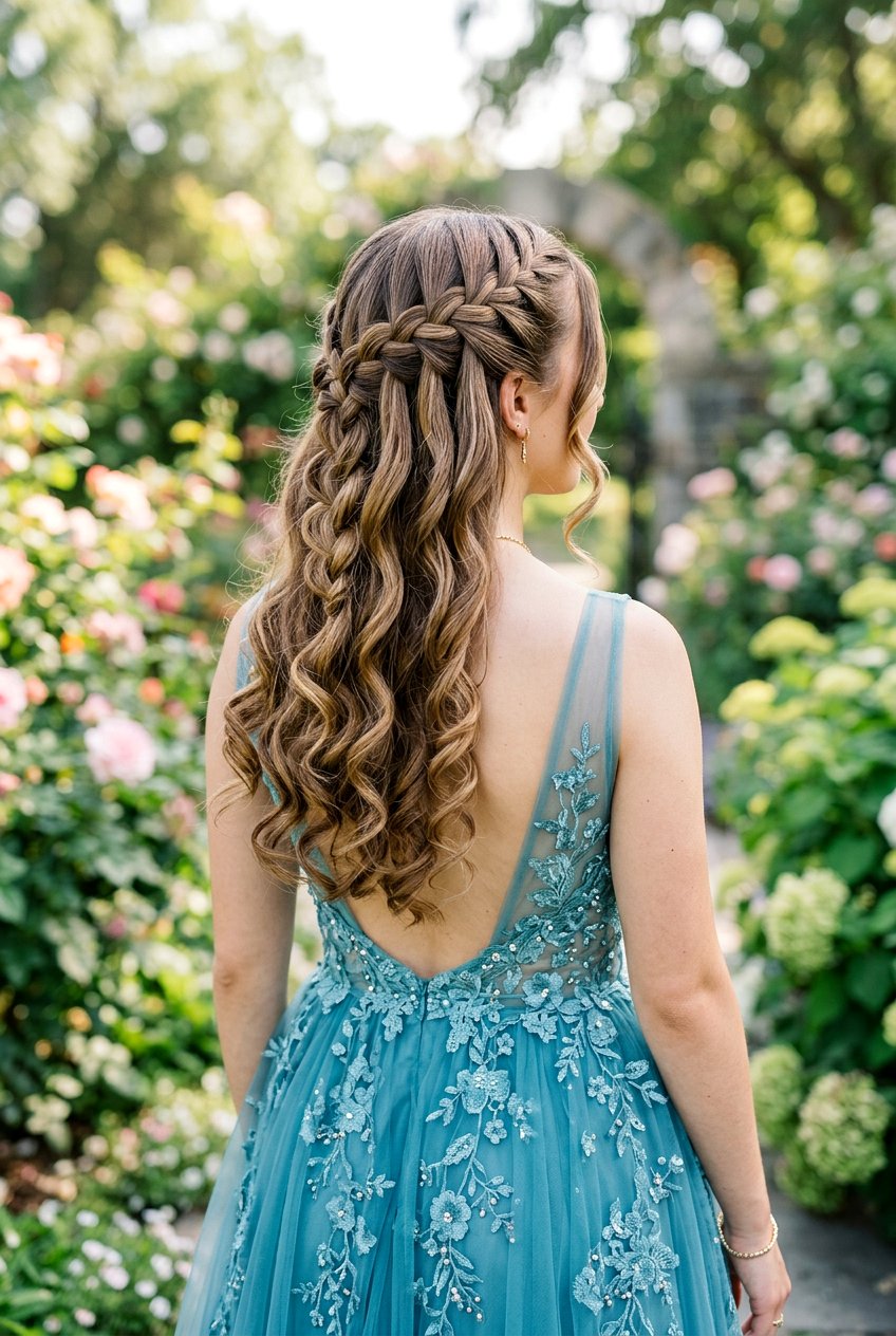 Waterfall Braid Homecoming Hair - 20 homecoming hairstyle for teenage girls - 20 homecoming hairstyle for teenage girls