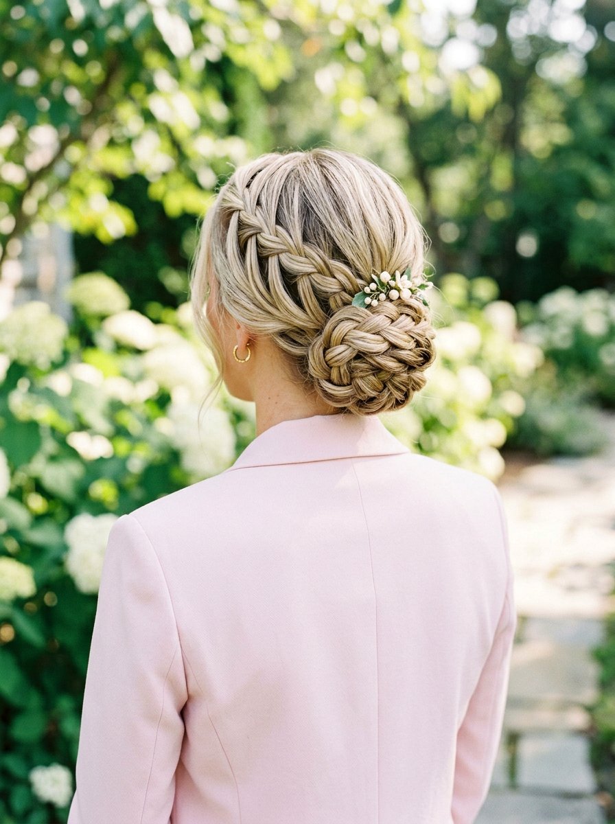 Waterfall Braid Low Bun - 20 office hairstyle with low braid bun - 20 office hairstyle with low braid bun