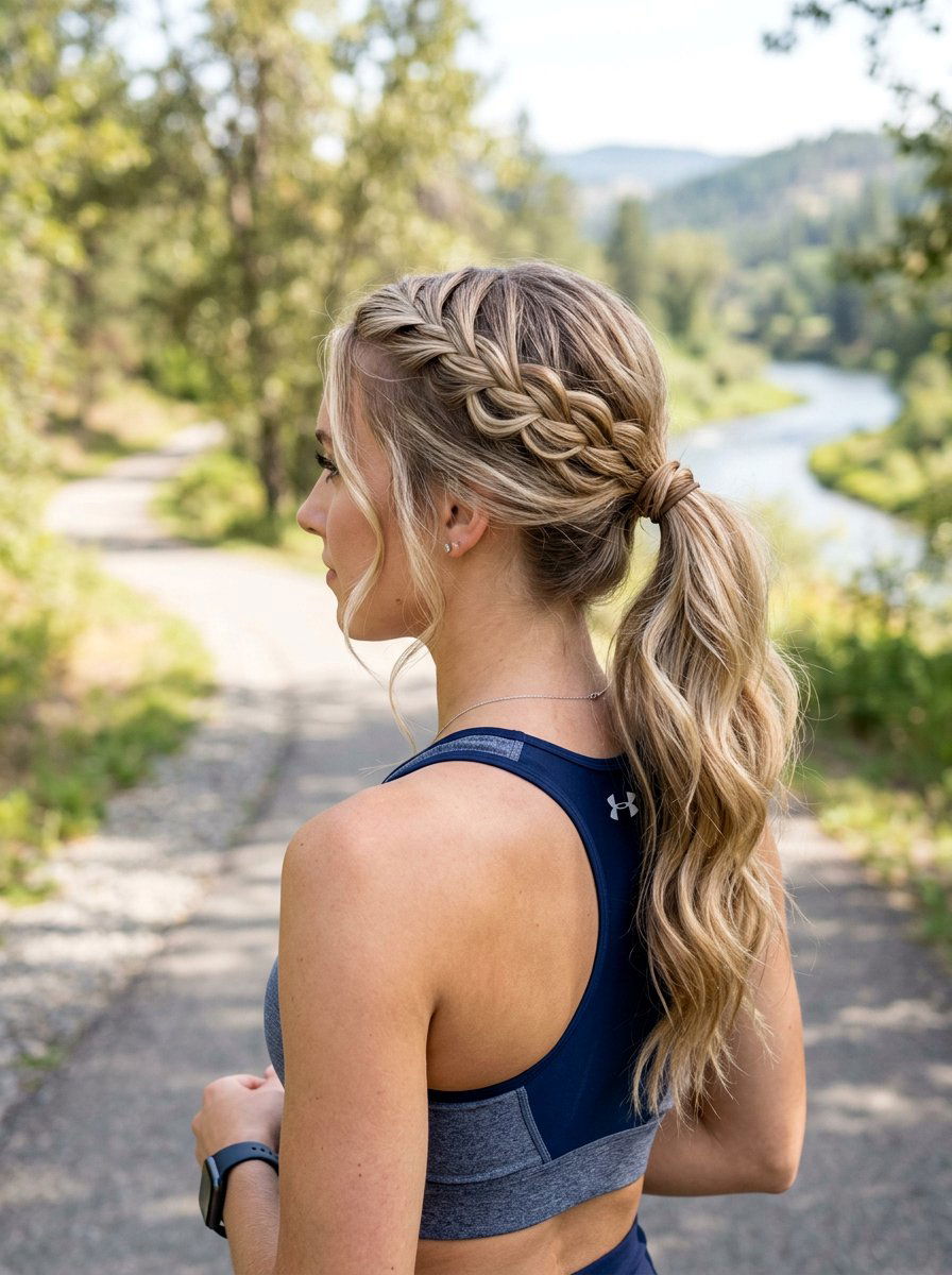 Waterfall Braid Ponytail - 20 volleyball ponytail with braid - 20 volleyball ponytail with braid