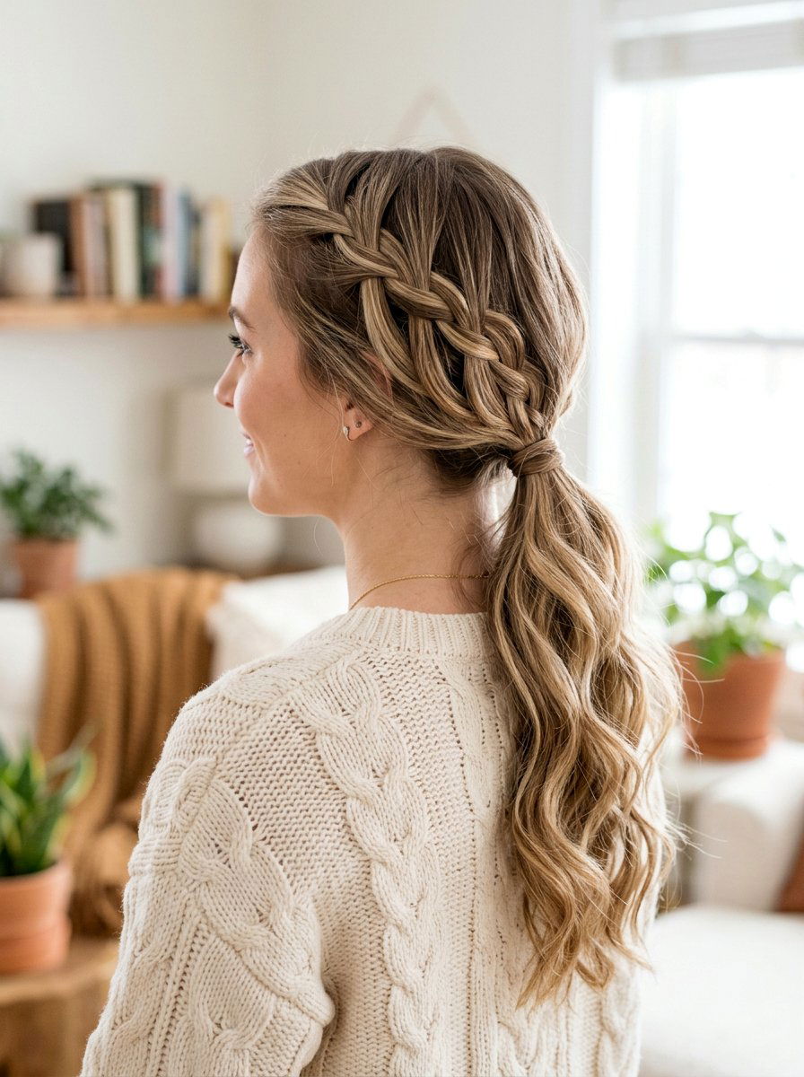 Waterfall Braid Ponytail for Mountain Retreat - 20 vacation ponytail with braids - 20 vacation ponytail with braids