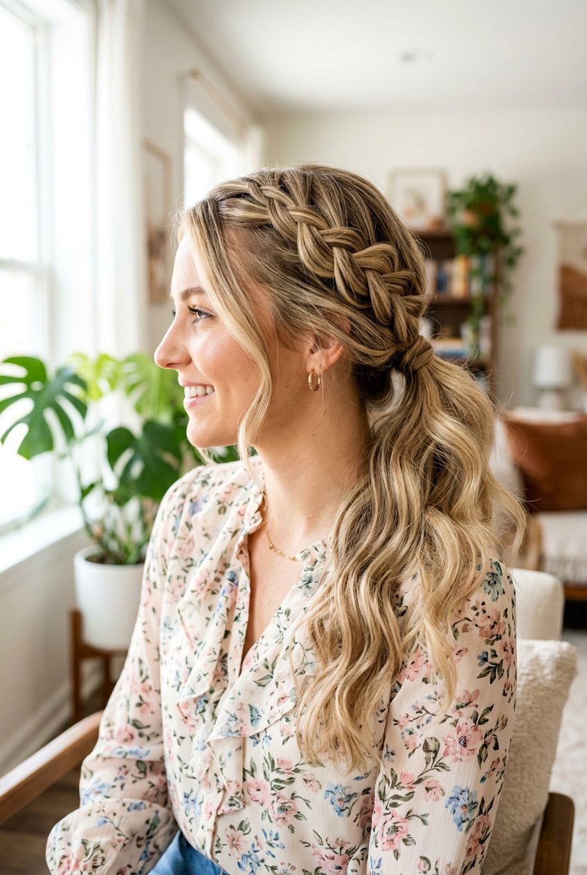 Waterfall Braid Ponytail - 20 back to school braided ponytail - 20 back to school braided ponytail